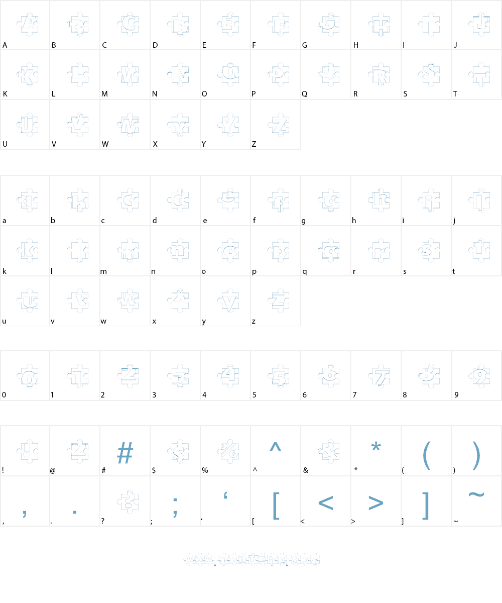 Puzzle Pieces Font Character